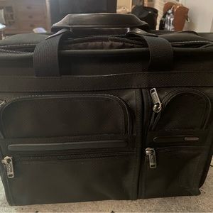 Authentic Tumi 2614D4 Men's Nylon Canvas,Leather Briefcase Black